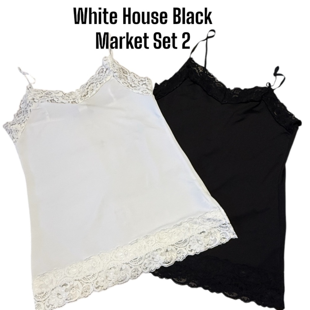 White House Black Market Lace Fitted Camisole Black and White